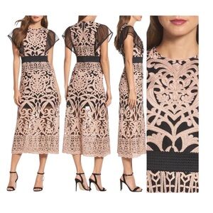 Foxiedox Rosabel Embroidered Midi Sheath Dress Sz. L